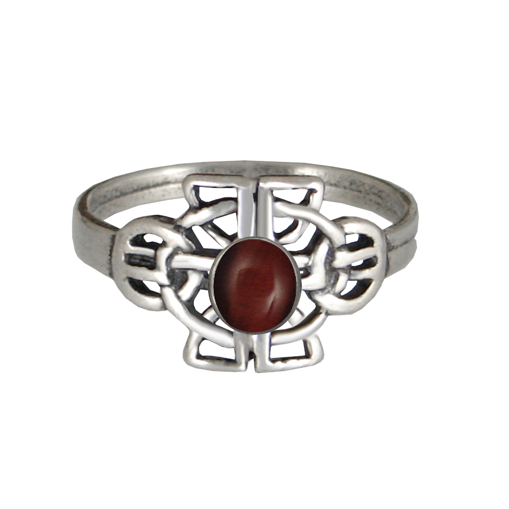 Sterling Silver Celtic Knotwork Ring With Red Tiger Eye Size 6 Sterling Silver Celtic Knotwork Ring With Red Tiger Eye Size 6